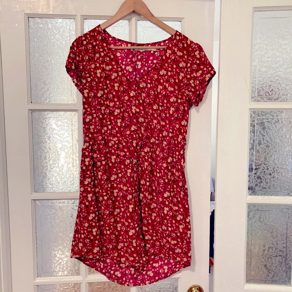 Kimchi Blue Red Floral Mini Dress Size L